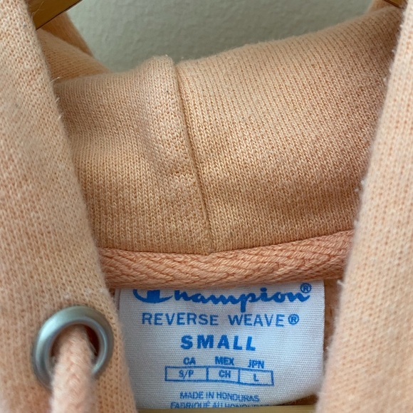 Women’s Champion Coral Orange Reverse Weave Boyfriend Pullover Hoodie Sweatshirt - Picture 4 of 6